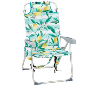 63x70x99cm, Lemon Pattern, Aluminum, Beach Chair, Oxford Cloth, Silvery-white Aluminium Tube