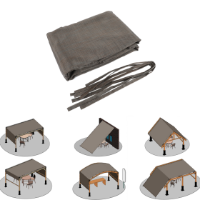 Outdoor Pergola Sun Shade Cover Cloth Patio Canopy HDPE Permeable With Grommets -13' X 7.7', Brown