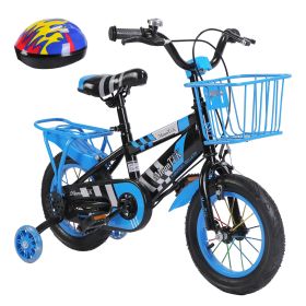 1Set 16In Kids Bike With Training Wheels Children Bicycle With Helmet Basket Rear Seat Chain Guard For Boys Aged 4 To 7 Years Old