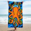 1pc Orange Octopus Microfiber Beach Towel – Oversized Super Absorbent Towel for Travel, Pool, Surfing & Camping
