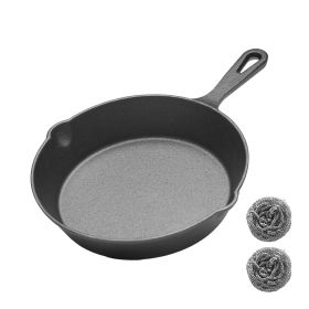 WANGYUANJI Cast Iron Grill Pan, 6.3" Supplementary Pan, Uncoated Skillet with Handle, Multifunctional for Home Use, Outdoor Camping Grill, egg, b