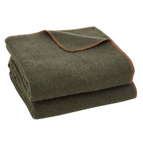 Wool Camping Blanket 64" x 88" Warm for Camping Hiking Travel Army Green