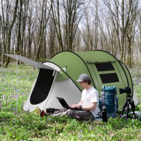 Pop Up Camping, Hiking, Tent with Porch and Carry Bag, 3000mm Waterproof, for 2-3 People, Green