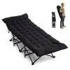 Folding Camping Cot Bed with Soft Pad, Portable Outdoor Cot, Adults Sleeping Bed for Home Office Nap Beach Travel, Black