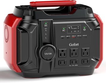 GOFORT 540Wh/500W Portable Power Station – 6 AC Outlets, PD 60W, Solar Generator for CPAP, Emergencies & Outdoor Use