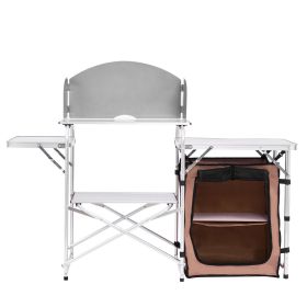 VEVOR 2-Tier Portable Camping Kitchen Table – Folding Outdoor Cook Station with Zippered Storage Bag