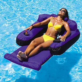 Luxury Inflatable Floating Lounge Chair with Backrest & Cup Holder – Pool, Lake & Beach Relaxation Float
