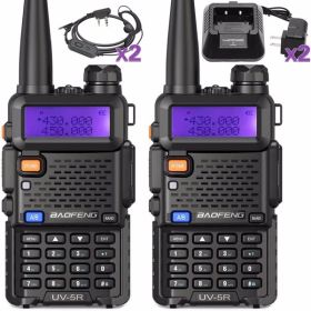 UV-5R Ham Radio Long Range UV 5R Two Way Radio Dual Band 5W Walkie Talkie Handheld Rechargeable High Power 1800mAh Li-ion Battery and Earpiece (2