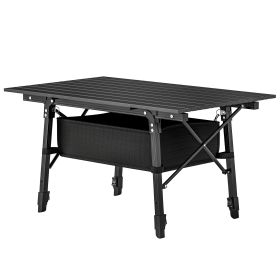 3ft Aluminum Folding Table – Portable Camping Table with Carry Bag for Outdoor Picnic, BBQ & Travel, Black