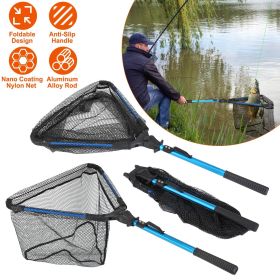 Foldable Fishing Net With Aluminum Alloy Rod EVA Handle Durable 5MM Hexagonal Nano Coating Nylon Mesh Collapsible Landing Net Safe Fish Catching