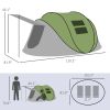 Pop Up Camping, Hiking, Tent with Porch and Carry Bag, 3000mm Waterproof, for 2-3 People, Green