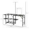 Portable Folding Camp Kitchen Table – Outdoor Cooking Station with Adjustable Lamp Stand & Storage Shelves