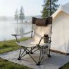 Outdoor Camping Chairs Folding/Portable/Adjustable reclining chair(Three-level adjustment), Side Pockets & Cup Holder, Carry Bag, Beige