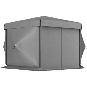 12 X 12 Hexagonal Up Gazebo Canopy Tent With 5 Sidewalls, Outdoor Canopy Shelter With Carry Bag, Dark Gray