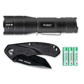 5.3 Oz Small Ultra Zoomable LED Tactical Handheld Flashlight With Knife