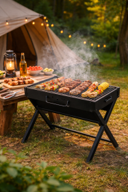 Foldable Portable BBQ Grill – Outdoor Camping, Picnic & RV Travel Barbecue Grill