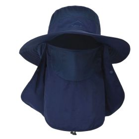 Unisex Wide Brim Fishing Bucket Hat with Breathable Design and Removable Neck & Face Cover – Sun-Proof Outdoor Hat for Fishing, Hiking & Travel (Option: FishingBucketHat NBlue)