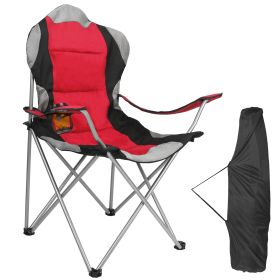 Portable Outdoor Beach & Camping Chair – Steel Frame, Padded Comfort, Cup Holder, 330 lbs Max Load (Option: CampingChair Red)