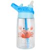 16.2oz Leak-Proof Kids Water Bottle with Straw – Push-Button Sport Bottle for Crab, Ship, Jellyfish & Rocket Designs
