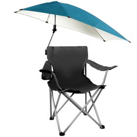 Foldable Beach Chair with Adjustable Canopy, Detachable Umbrella, Cup Holder & Carry Bag (Option: BeachChair Black)