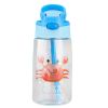 16.2oz Leak-Proof Kids Water Bottle with Straw – Push-Button Sport Bottle for Crab, Ship, Jellyfish & Rocket Designs