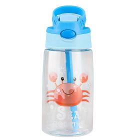 16.2oz Leak-Proof Kids Water Bottle with Straw – Push-Button Sport Bottle for Crab, Ship, Jellyfish & Rocket Designs (Option: WaterBottle Crab)