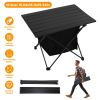 Portable Roll-Up Camping Table – Rustproof Aluminum with Storage Basket & Carrying Bag