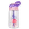 16.2oz Leak-Proof Kids Water Bottle with Straw – Push-Button Sport Bottle for Crab, Ship, Jellyfish & Rocket Designs