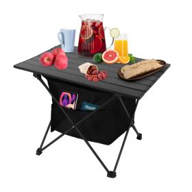 Portable Roll-Up Camping Table – Rustproof Aluminum with Storage Basket & Carrying Bag (Option: CampingTable M)