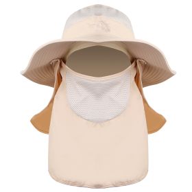 Unisex Wide Brim Fishing Bucket Hat with Breathable Design and Removable Neck & Face Cover – Sun-Proof Outdoor Hat for Fishing, Hiking & Travel (Option: FishingBucketHat Beige)