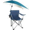 Foldable Beach Chair with Adjustable Canopy, Detachable Umbrella, Cup Holder & Carry Bag