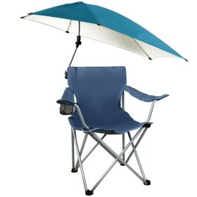 Foldable Beach Chair with Adjustable Canopy, Detachable Umbrella, Cup Holder & Carry Bag (Option: BeachChair Blue)