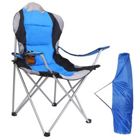 Portable Outdoor Beach & Camping Chair – Steel Frame, Padded Comfort, Cup Holder, 330 lbs Max Load (Option: CampingChair Blue)