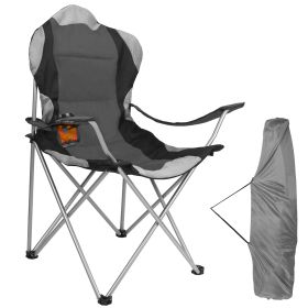 Portable Outdoor Beach & Camping Chair – Steel Frame, Padded Comfort, Cup Holder, 330 lbs Max Load (Option: CampingChair Grey)