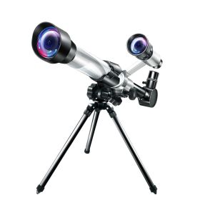 HD Astronomical Telescope for Kids – Beginner Monocular Telescope for Stargazing, Science Experiments & Camping Outdoor Learning Toy (Color: Silver, Ships From: China)
