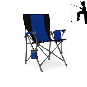 Portable Folding Camping Chair with Side Pocket – Lightweight Outdoor Chair for Camping, Fishing, Hiking & Picnic (Color: Black & Navy, Type: Camping Chairs)