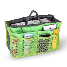 Women's Travel Handbag, Organizer, Makeup Bag, Toiletry Purse Liner w/Hand Strap (Color: Green)
