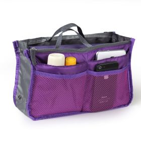 Women's Travel Handbag, Organizer, Makeup Bag, Toiletry Purse Liner w/Hand Strap (Color: Purple)