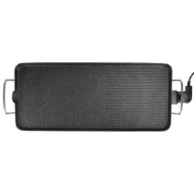 1400W Electric Barbecue Grill, Non-Stick Tabletop BBQ Griddle for Indoor/Outdoor Cooking and Picnic (Color: Black, size: large)