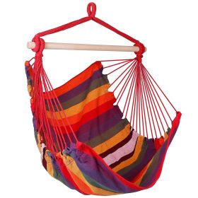 Hammock Hanging Chair – Canvas Porch & Patio Swing Seat (265 lb Capacity) (Option: HangHammockChair Red)