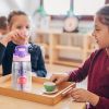 16.2oz Leak-Proof Kids Water Bottle with Straw – Push-Button Sport Bottle for Crab, Ship, Jellyfish & Rocket Designs