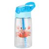 16.2oz Leak-Proof Kids Water Bottle with Straw – Push-Button Sport Bottle for Crab, Ship, Jellyfish & Rocket Designs