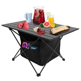 Portable Roll-Up Camping Table – Rustproof Aluminum with Storage Basket & Carrying Bag (Option: CampingTable L)